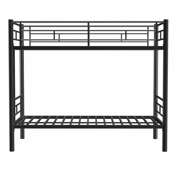 Bunk Bed Twin Over Twin Size with Ladder and high Guardrail, Able to Split, Metal Bunk Bed, Storage Space, Noise Free, Black