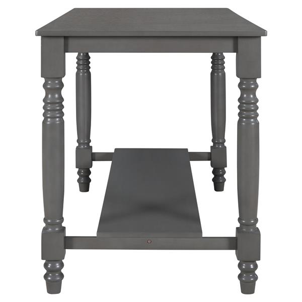 6-Piece Counter Height Dining Table Set Table with Shelf 4 Chairs and Bench for Dining Room (Gray)