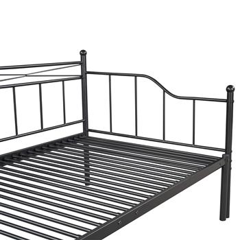 Twin Size Metal Daybed with Trundle, Daybed with Slat No Box required Black