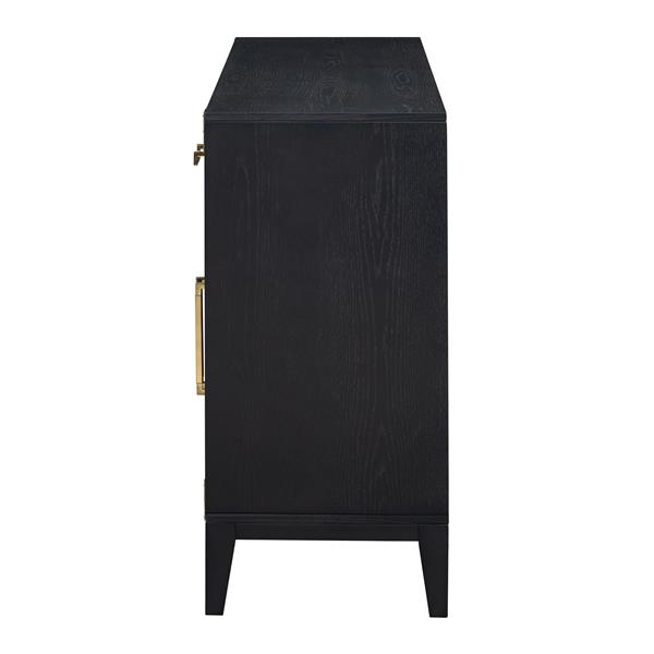 6-drawer and 2-Cabinet Retro Sideboard with Extra Large Storage Space, with ld Handles and Solid Wood Legs, for Kitchen and Living Room (Black)