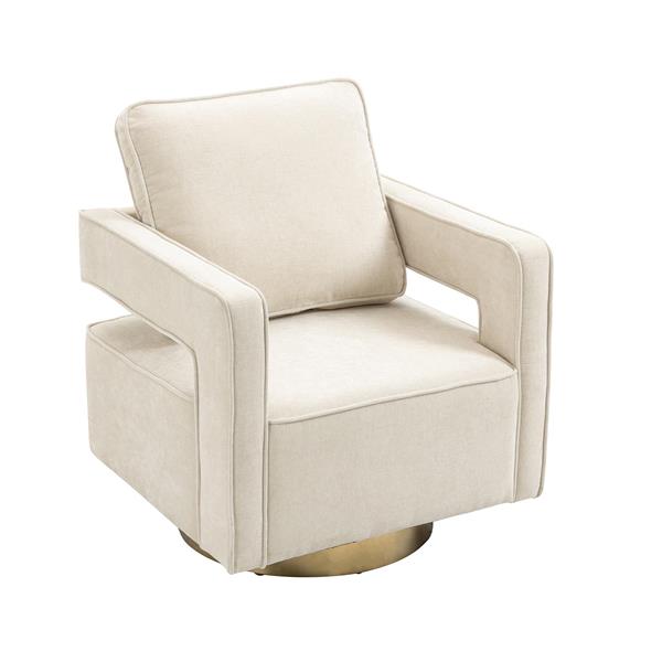 30.7"W Swivel Accent Open Back Chair Modern Comfy Sofa Chair With ld Stainless Steel Base For Nursery Bedroom Living Room Hotel Office, Club Chair Leisure Arm Chair For Lounge (Beige Chenille)