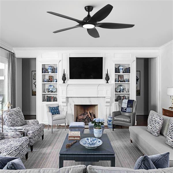 60 In Intergrated LED Ceiling Fan Lighting with Black ABS Blade