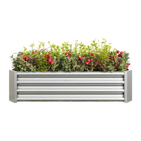 Metal Raised Garden Bed, Rectangle Raised Planter 4×2×1ft  for Flowers Plants, Vegetables Herb  Silver