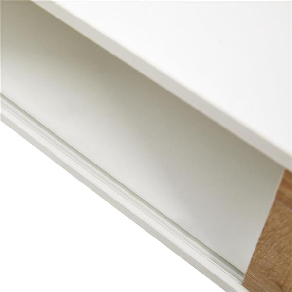 40.16 英寸藤制咖啡桌，滑动门用于存储，金属腿，现代客厅桌子，白色-3