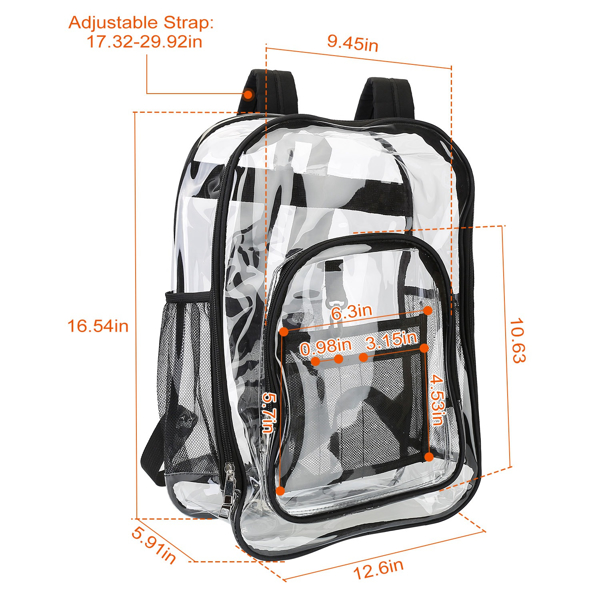 Large Clear Backpack For School Bookbag Heavy Duty Transparent Backpack Clear Backpack Heavy Duty Transparent Book Bag Waterproof PVC Clear Backpack 5.3Gal with Reinforced Strap for College Workplace