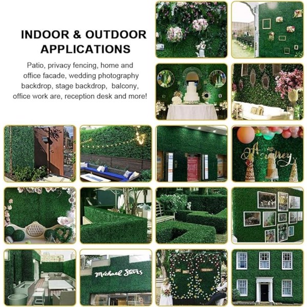 24 pieces of 23.6 "x 15.75 " artificial boxwood boards, grass wall panels, boxwood fence panels, UV protection suitable for artificial green wall decoration, fence garden wedding backyard decoration