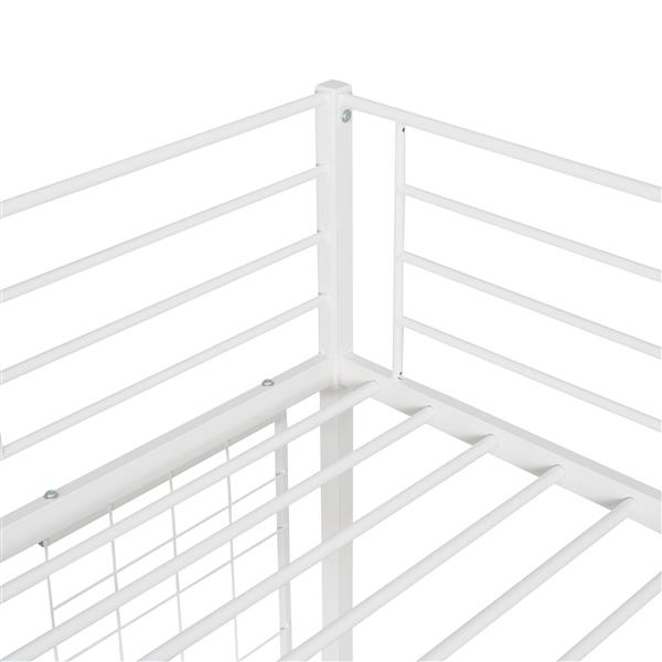 Twin Metal Loft Bed with Desk and Metal Grid,White