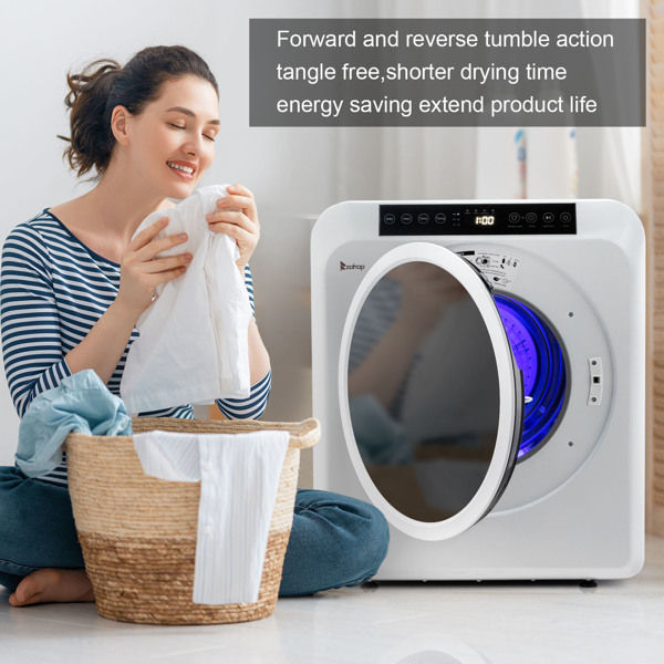 ZOKOP GDZ60-618E Upgraded LCD Screen   Ultraviolet Sterilization Household Dryer 6kg Drum Dryer   2 Pieces Of Filter Cotton-White