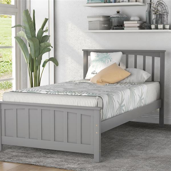 Wood Platform Bed Twin size Platform Bed, Gray