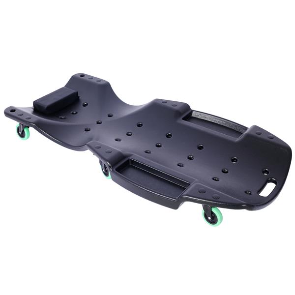 Plastic Creeper 48 Inch - Blow Molded Ergonomic HDPE Body with Padded Headrest & Dual Tool Trays - 440 Lbs Capacity BLACK