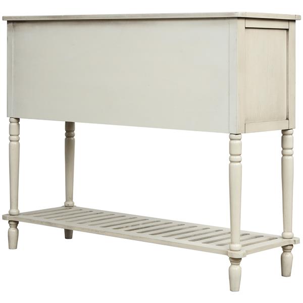 Sideboard Console Table with Bottom Shelf, Farmhouse Wood/Glass Buffet Storage Cabinet Living Room (Antique Grey)