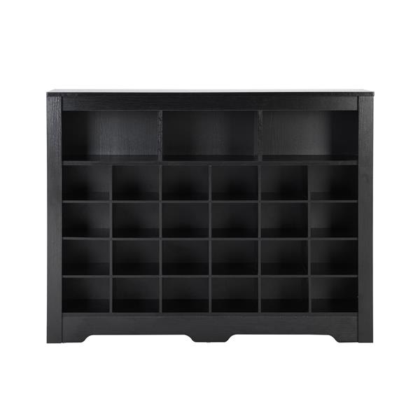 Sleek Design 24 Shoe Cubby Console, Modern Shoe Cabinet with Curved Base, Versatile Sideboard with High-quality for Hallway, Bedroom, Living Room, Black