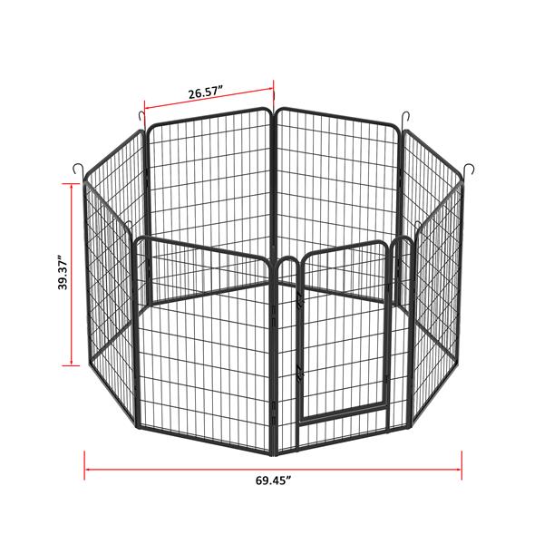 8 Panels Heavy Duty Metal Playpen with door,39.37"H Dog Fence Pet Exercise Pen for Outdoor, Indoor