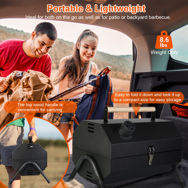 Portable Charcoal Grill Two Side Small BBQ Grill Folding Outdoor Stove Barbecue Smoker with 1Pc Grill Pan 2Pcs Grill Mesh