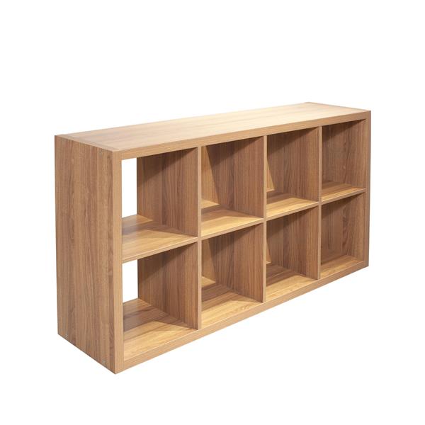 8-Cube Organizer Storage with Opened Back Shelves,2 X 4 Cube Bookcase Book Shleves for Home, Office ,Walnut Color