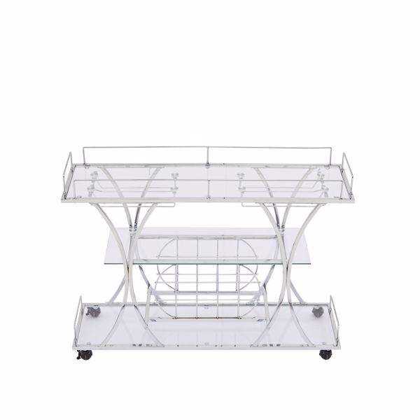 Electroplated Glass Bar Cart, With Wine Rack And Glass Holder, For Kitchen, Serving, Hotel  Silver