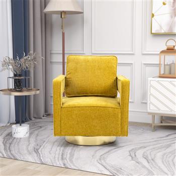 30.7\\"W Swivel Accent Open Back Chair Modern Comfy Sofa Chair With ld Stainless Steel Base For Nursery Bedroom Living Room Hotel Office, Club Chair Leisure Arm Chair For Lounge (Mustard Chenille)