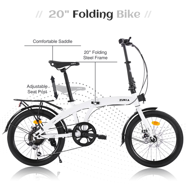 20" Folding Bike Steel Frame 7 Speed City Bike 