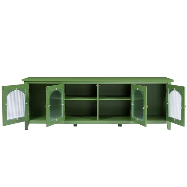 71-inch stylish TV cabinet,Entertainment CenterTV stand,TVConsoleTable, Media Console,solidwood frame,Changhong glass door,Metal handle,antique green,for the children's room,bedroom Living Room