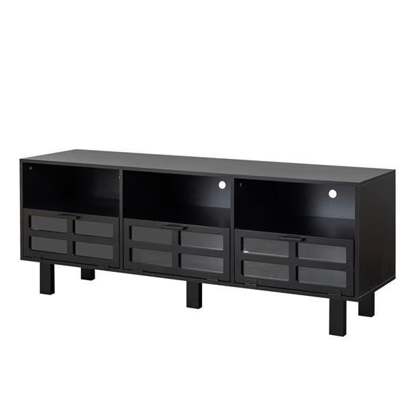 TV stand,TV cabinet,American country style TV lockers,The toughened glass door panel,Metal handles,birch legs,Turn down the drawer,can be placed in Lounge Room,Living Room or Bedroom,color:black