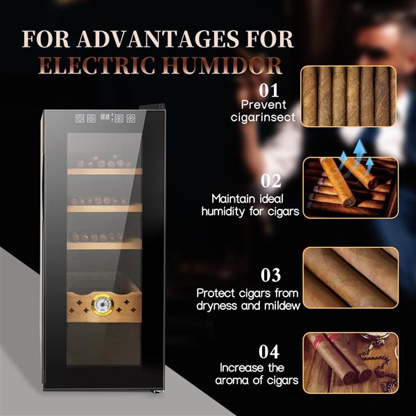 35L Cigar Humidors with Cooling and Heating Function , 250Counts Capacity Cigar Humidor Humidifiers with Constant Temperature Controller, Father's Day Gift for Men