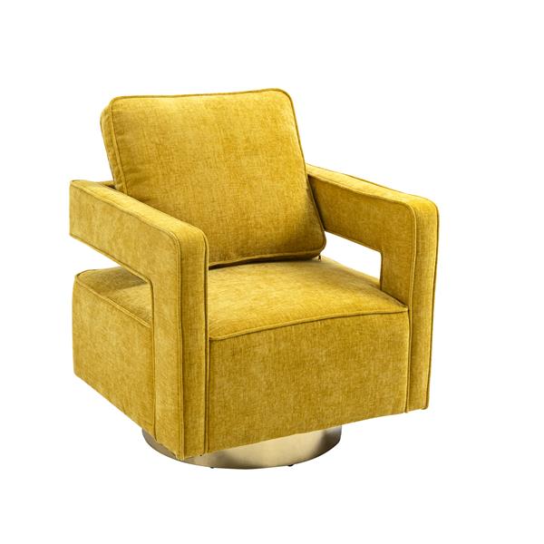 30.7"W Swivel Accent Open Back Chair Modern Comfy Sofa Chair With ld Stainless Steel Base For Nursery Bedroom Living Room Hotel Office, Club Chair Leisure Arm Chair For Lounge (Mustard Chenille)