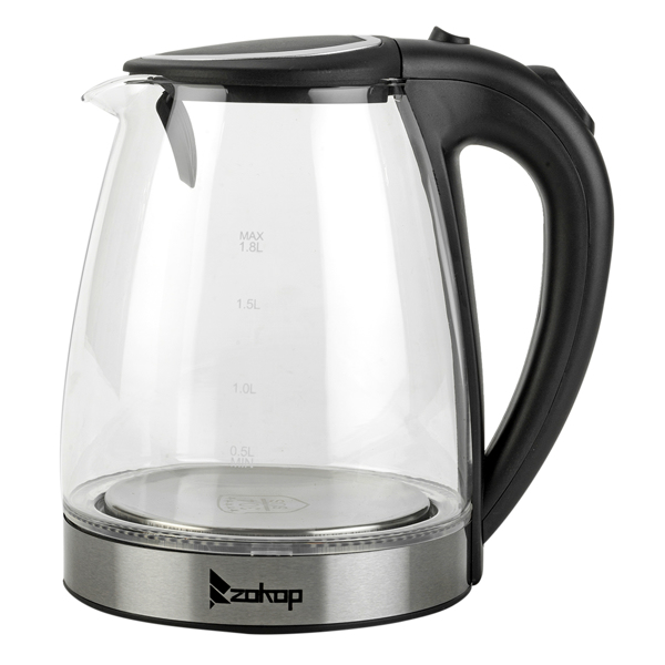 【Old Code：93541003】 ZOKOP HD-1857-A 110V 1200W 1.8L Electric Glass Kettle US Plug