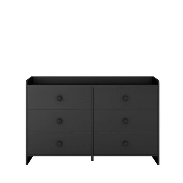 Chest of Drawers black Dresser , 6 Drawer Chest with Wide Storage, Modern Contemporary 6-Drawer Cabinet,  Dresser for Bedroom Living Room Hallway