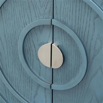 Retro Sideboard door with Circular Groove Design Round Metal Door Handle for Entrance, Dinning Room, Living Room (Antique Blue)