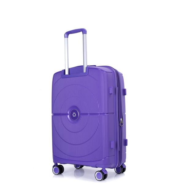 Expandable Hardshell Suitcase Double Spinner Wheels PP Luggage Sets Lightweight Durable Suitcase with TSA Lock,3-Piece Set (20/24/28) , Purple