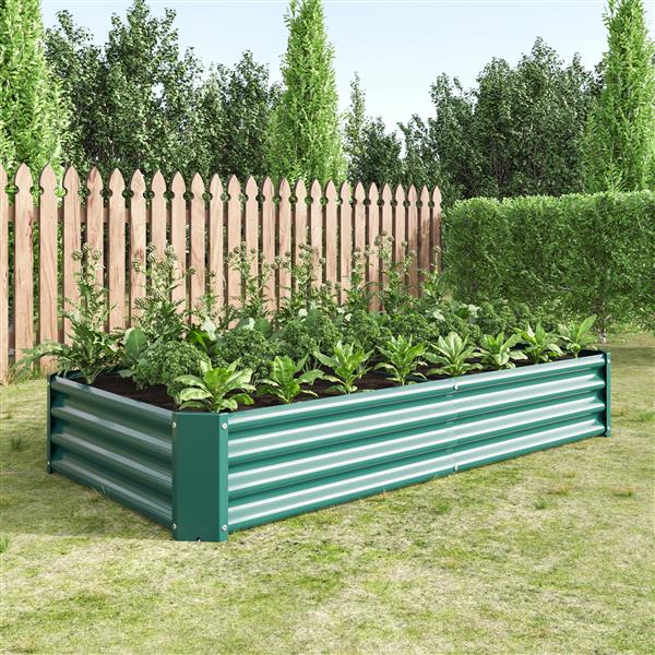 Raised Garden Bed Outdoor, 6×3×1ft , Metal Raised  Rectangle Planter Beds for Plants, Vegetables, and Flowers - Green