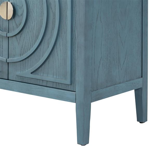 Retro Sideboard door with Circular Groove Design Round Metal Door Handle for Entrance, Dinning Room, Living Room (Antique Blue)