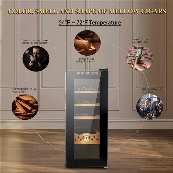 35L Cigar Humidors with Cooling and Heating Function , 250Counts Capacity Cigar Humidor Humidifiers with Constant Temperature Controller, Father's Day Gift for Men