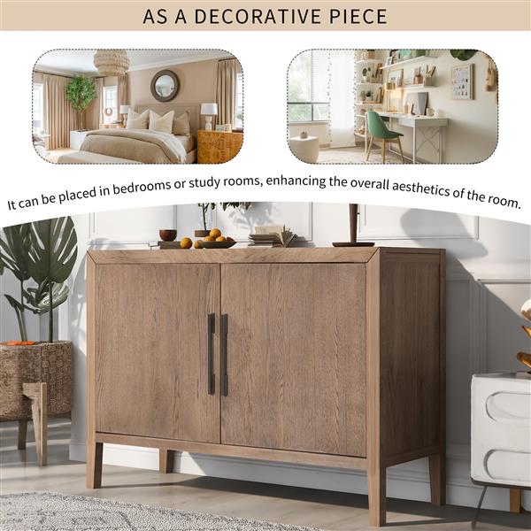 Storage Cabinet Sideboard Wooden Cabinet with 2 Metal handles and 2 Doors for Hallway, Entryway, Living Room