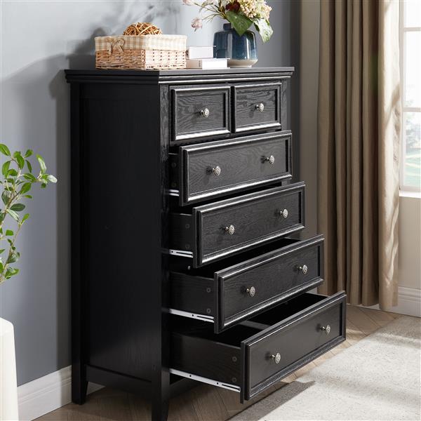 Modern 6 Drawers Dresser 6 Drawers Cabinet,Chest of Drawers Closet Organizers and Storage Clothes Storage Drawers Cabinet for Living Room, Farmhouse Dresser Organizer Black