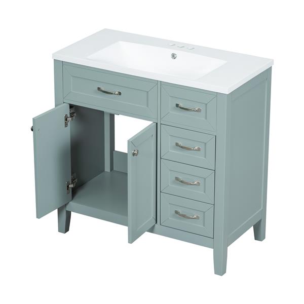 36" Bathroom Vanity with Sink Combo, Green Bathroom Cabinet with Drawers, Solid Frame and MDF Board