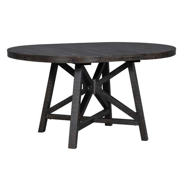 5-Piece Retro Functional Dining Set with Extendable Round Table with Removable Middle Leaf and 4 Upholstered Chairs for Dining Room and Living Room (Black)