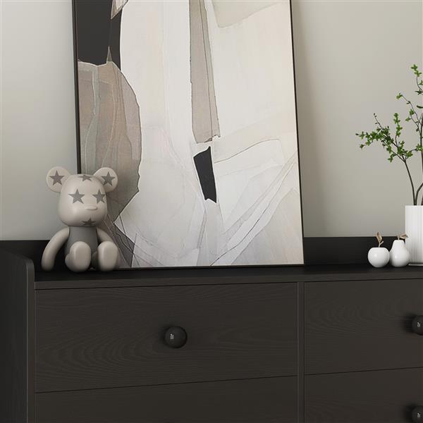 Chest of Drawers black Dresser , 6 Drawer Chest with Wide Storage, Modern Contemporary 6-Drawer Cabinet,  Dresser for Bedroom Living Room Hallway