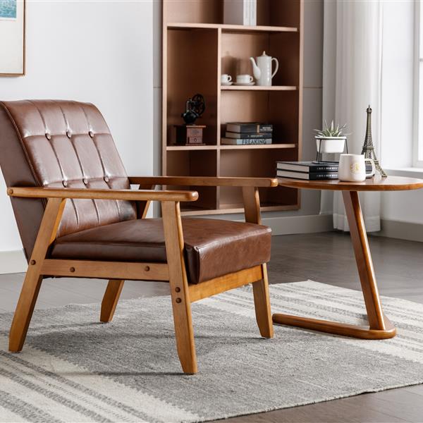 Leisure Chair with Solid Wood Armrest and Feet, Mid-Century Modern Accent chair, for Living Room Bedroom Studio chair