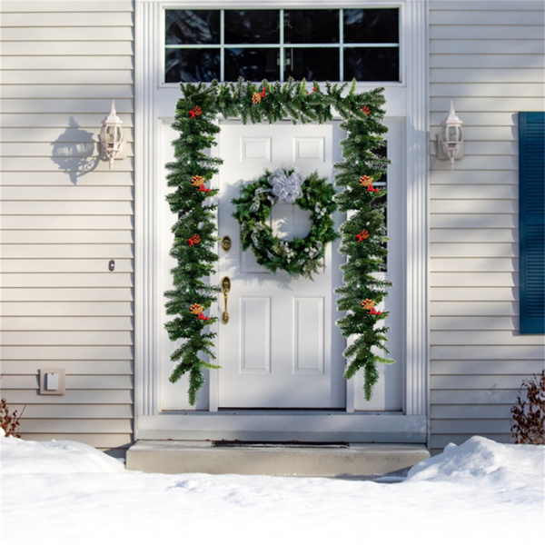 9 Feet Christmas Garland Red Berrieswith LED Lights