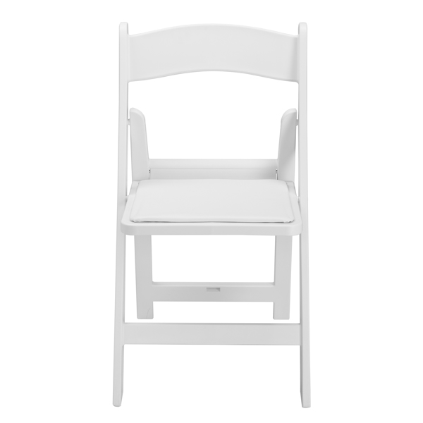 4 Pack Folding Chairs, Resin Chairs with Padded Seat, Comfortable Event Chairs Indoor Outdoor for Home Event Party Picnic School Wedding, White