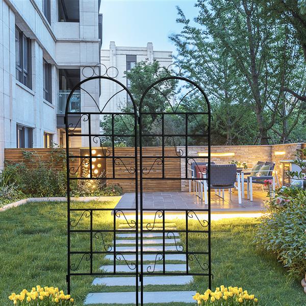 1Set (2pcs)  Metal Garden Trellis for Climbing Plants Outdoor Rustproof Plant Support-Black