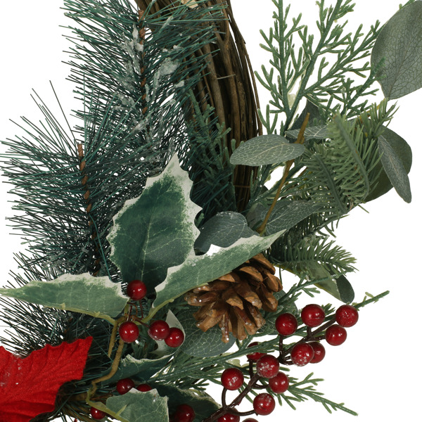 23.5" POINSETTIA/BERRY/EUCALYPTUS HALF WREATH