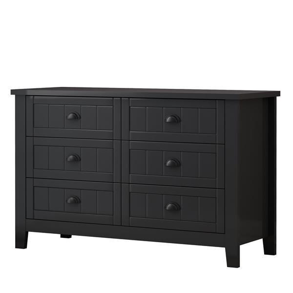 Drawer Dresser BAR CABINET side cabinet,buffet sideboard,buffet service counter, solid wood frame,plasticdoor panel,retro shell handle,applicable to dining room, living room, kitchen ,corridor,black