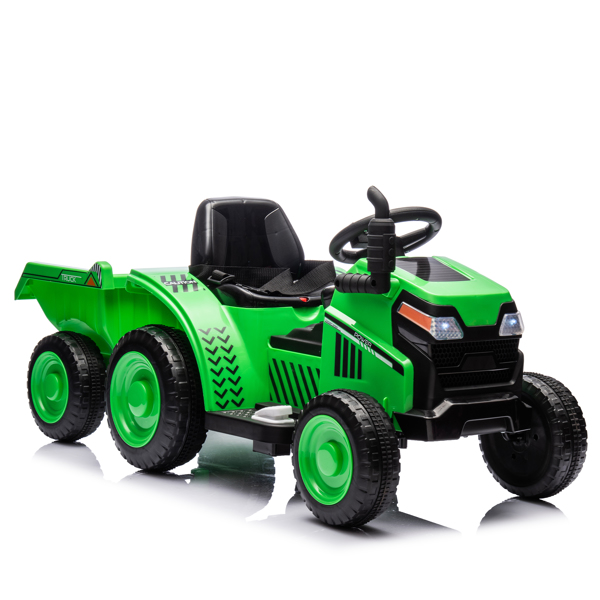 12V Kids Ride On Electric Tractor Black Knight,Kids Ride On Toy.2WD,Non-skid tires, steering wheel, foot pedal,With Removable storage tug,Light,Bluetooth,Music,MP3,USB,Power Display For Kids Aged 3+.