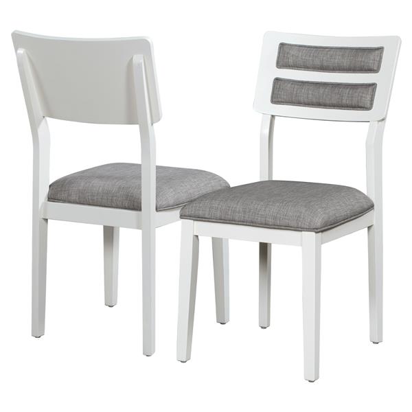 Classic and Traditional Style 6 - Piece Dining Set, Includes Dining Table, 4 Upholstered Chairs & Bench (White+Gray)