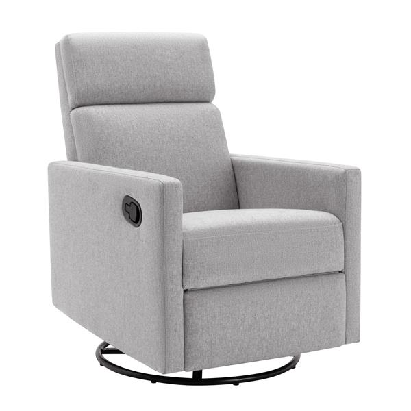 Modern Upholstered Rocker Nursery Chair Plush Seating Glider Swivel Recliner Chair, Gray