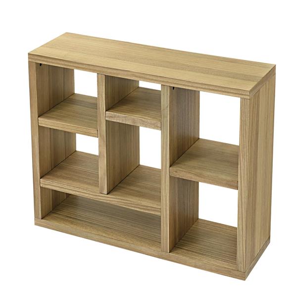 Open Wooden Open Shelf Bookcase,  Display Storage Cabinet with 7 Cube Storage Spaces, Floor Standing Bookshelf, Entryway, Living Room Storage Cabinet