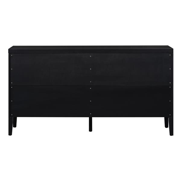 Retro Sideboard door with Circular Groove Design Round Metal Door Handle for Entrance, Dinning Room, Living Room (Black)