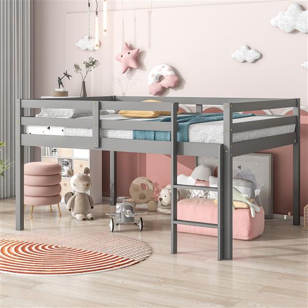 Full Loft Bed,Grey